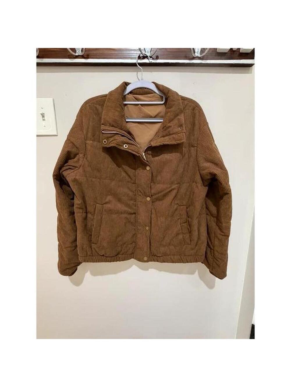 Brown corduroy quilted bomber jacket fall winter layers western country western